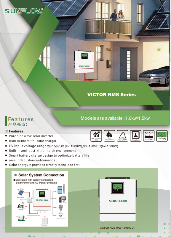 اینورتر خورشیدی 1KW مدل SUKFLOW VICTOR NMS-1000